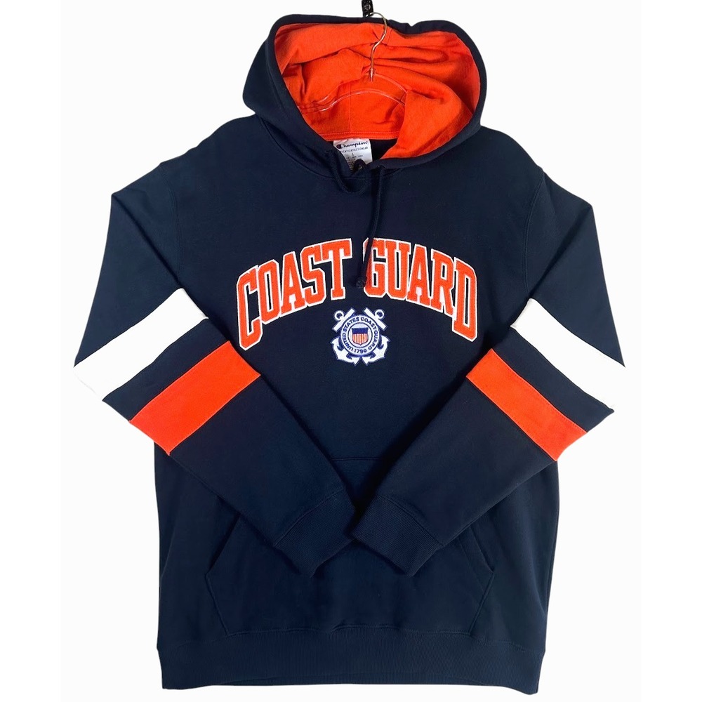 Champion Coast Guard Hoodie Mens Large Navy Blue Military Athletic Pullover